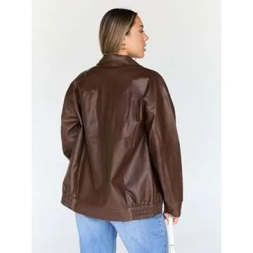 Trendy Queen Womens Leather Jackets Oversized Faux Motorcycle