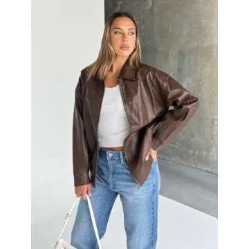 Trendy Queen Womens Leather Jackets Oversized Faux Motorcycle