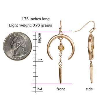 SPUNKYsoul Boho Earrings Crescent Horn and Faceted for Women (Gold)