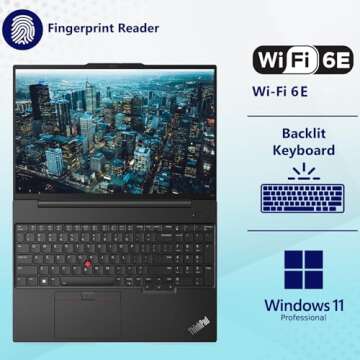 Lenovo ThinkPad E16 G2 Business Laptop Computer, 16" FHD+, AMD 8-Core Ryzen 7 7735HS (Beat i7-1360P), 32GB DDR5, 1TB PCIe SSD, WiFi 6E, Fingerprint Reader, Backlit Keyboard, Windows 11 Pro, AZ-XUT