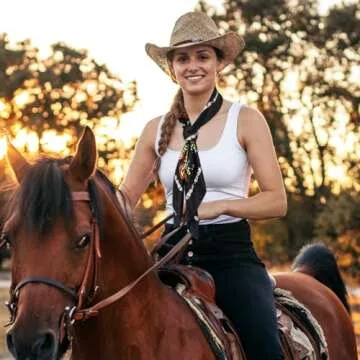 GERINLY Boho Wild Rag Silk Feel, Western Neckerchief with Paisley, Cowgirl Scarves Wildflower Print (Black)