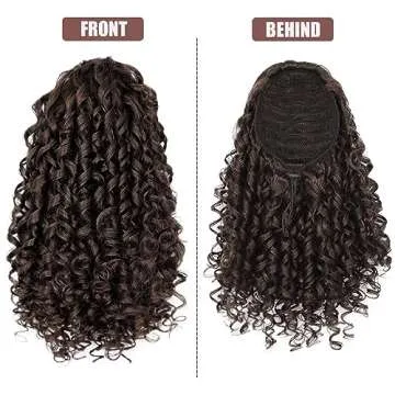 AISI BEAUTY Curly Ponytail Extension Drawstring Ponytails for Black Women Synthetic Curly Drawstring Ponytail with 2 Clips on Ponytails for Women (Dark Brown)