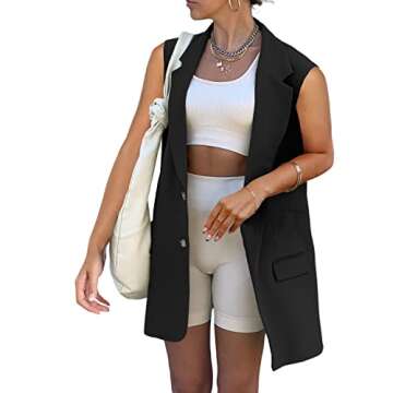 Grlasen Casual Oversized Sleeveless Blazers for Women Open Front Solid Lapel Work Office Summer Vest...