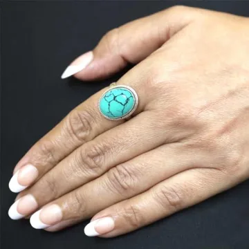 Buy JEWELOPORIUM Blue Turquoise Silver Ring - Size 7