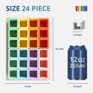 BLUE GINKGO Silicone Rainbow Blocks for Kids - 24 PC