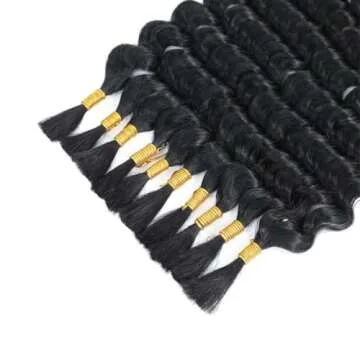 Deep Wave Bulk Human Hair for Braiding Pre-Divided Human Braiding Hair for Boho Braids 22"(1Pack-10 pcs / 75 g)