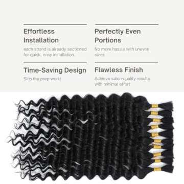 Deep Wave Bulk Human Hair for Braiding Pre-Divided Human Braiding Hair for Boho Braids 22"(1Pack-10 pcs / 75 g)