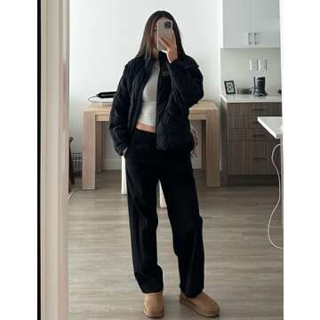 AMEBELLE Women’s Quilted Oversized Puffer Jacket Lightweight Zip Up Winter Warm Coat Outerwear wit...