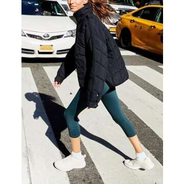 AMEBELLE Women’s Quilted Oversized Puffer Jacket Lightweight Zip Up Winter Warm Coat Outerwear with Pockets(2612-BlackX1-M)