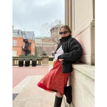 AMEBELLE Women’s Quilted Oversized Puffer Jacket Lightweight Zip Up Winter Warm Coat Outerwear with Pockets(2612-BlackX1-M)