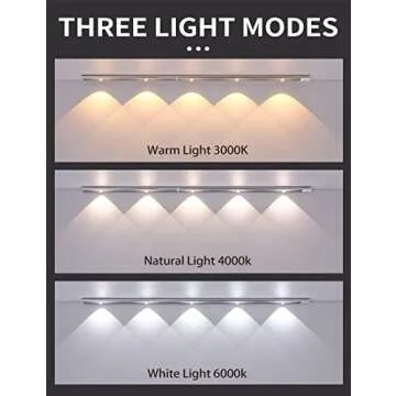 GARTO Led Under Cabinet Lights, Under Counter Closet Lighting with Motion Sensor, USB Rechargeable B...