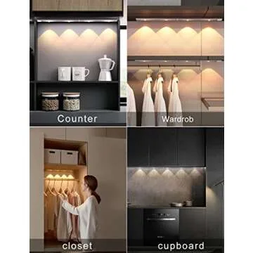 GARTO Led Under Cabinet Lights, Under Counter Closet Lighting with Motion Sensor, USB Rechargeable Battery Operated Cat's Eye Hill Corrugated Light Strip (32.5in-1Pack)