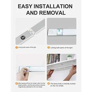 GARTO Led Under Cabinet Lights, Under Counter Closet Lighting with Motion Sensor, USB Rechargeable Battery Operated Cat's Eye Hill Corrugated Light Strip (32.5in-1Pack)