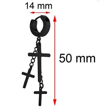 Charisma Gothic Cross Earrings Stylish Black IP Plated
