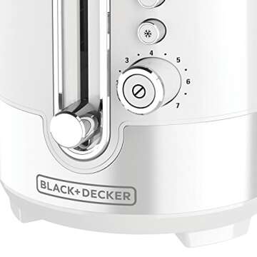Black+Decker 2 Slice Toaster with extra wide slots – White (TR2200WSD)