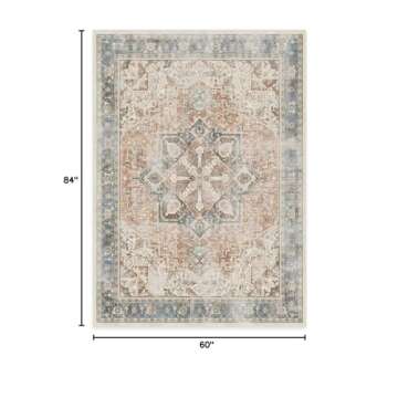 RUGGABLE Kamran Washable Rug - Perfect Vintage Area Rug for Living Room Bedroom Kitchen - Pet & Chil...