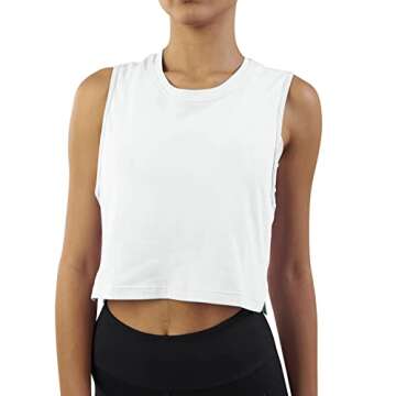 Mippo Womens Muscle Tank Sheer Mesh Workout Top Open Back Crop Top Racerback Tank Cropped Exercise Clothes for Women White S