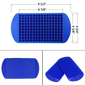 LeeYean Silicone Mini Ice Cube Trays 2 Pack, 160 Small Ice Cube Molds Easy Release Crushed Ice Cube ...
