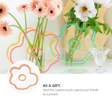 VOSAREA Clear Acrylic Vase Cloud Shaped Flower Vase Make Up Brush Pen Holder Elegant Modern Contemporary Design Vase for Home Office Wedding Decor