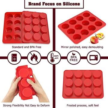 2 inch Chocolate Covered Oreo Molds Silicone - Set of 2-24 Cup SILIVO Chocolate Cookie Molds for Baking, Round Silicone Molds for Sandwich Cookie,Muffin,Cupcake,Pudding,Chocolate Coated Oreos