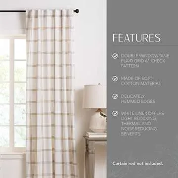 ELRENE Home Plaid Room-Darkening Curtain Panel - Chic Decor