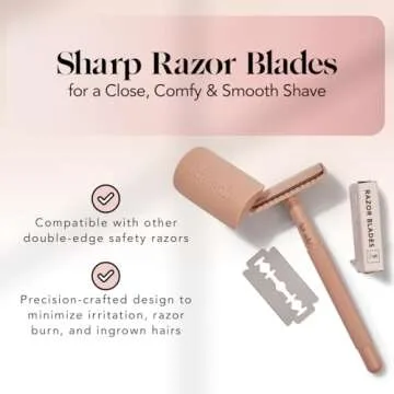 Kitsch Double Edge Razor Blades Refills, Bikini Safety Razor Blades Refills, Stainless Steel for Women and Men, Designed for a Close Shave, for Smooth Skin - 10 Count