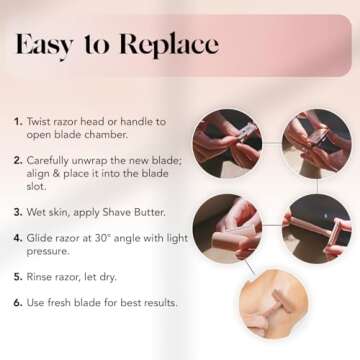 Kitsch Double Edge Razor Blades Refills, Bikini Safety Razor Blades Refills, Stainless Steel for Women and Men, Designed for a Close Shave, for Smooth Skin - 10 Count