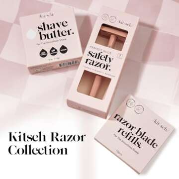 Kitsch Double Edge Razor Blades Refills, Bikini Safety Razor Blades Refills, Stainless Steel for Women and Men, Designed for a Close Shave, for Smooth Skin - 10 Count