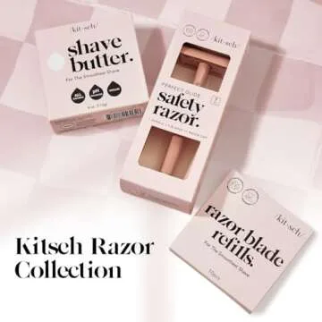 Kitsch Double Edge Razor Blades Refills, Bikini Safety Razor Blades Refills, Stainless Steel for Women and Men, Designed for a Close Shave, for Smooth Skin - 10 Count