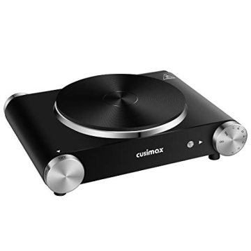 CUSIMAX Electric Hot Plate for Cooking Portable Single Burner 1500W Cast Iron hot plates Heat-up in ...
