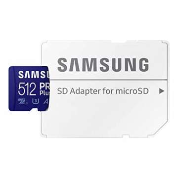 SAMSUNG PRO Plus microSD Memory Card + Adapter, 512GB microSDXC, Up to 180 MB/s, Full HD & 4K UHD, U...