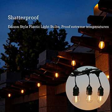 RuiAoTD 25Pack S14 LED Replacement Light Bulbs, Shatterproof Outdoor String Plastic Light Bulbs, 2W Equivalent 20W, E26 Base, 2200K Warm White LED Vintage Light Bulbs, Non-Dimmable