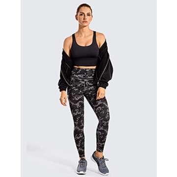 CRZ YOGA Women's Strappy Longline Sports Bras - Wirefree Padded Medium Impact Workout Crop Tank Top Black Large