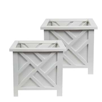 Elegant Chippendale White Planter Set for Outdoor Spaces