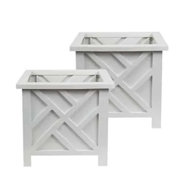 Elegant Chippendale White Planter Set for Outdoor Spaces