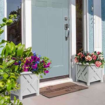 Elegant Chippendale White Planter Set for Outdoor Spaces