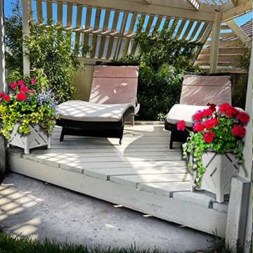 Elegant Chippendale White Planter Set for Outdoor Spaces