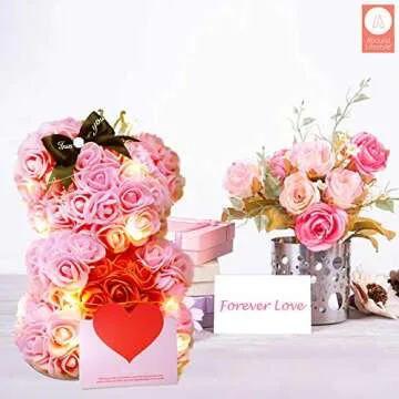 Luxury Rose Teddy Bear Gift Box with Lights & Card