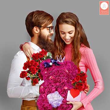 Luxury Rose Teddy Bear Gift Box with Lights & Card