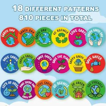 Outus 810 Pieces Earth Day Stickers Save The Earth Roll Sticker Environmental Protection Decals Eco ...
