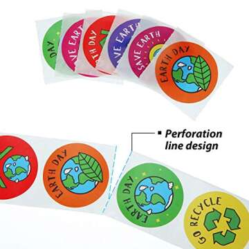 Outus 810 Pieces Earth Day Stickers Save The Earth Roll Sticker Environmental Protection Decals Eco Friendly Educational Label Rolls for Water Bottle Bumper Laptop Car Truck Luggage Decor