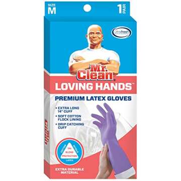 Mr. Clean Loving Hands Reusable Heat Resisting Cleaning Gloves with Cotton Flock Lining, Medium