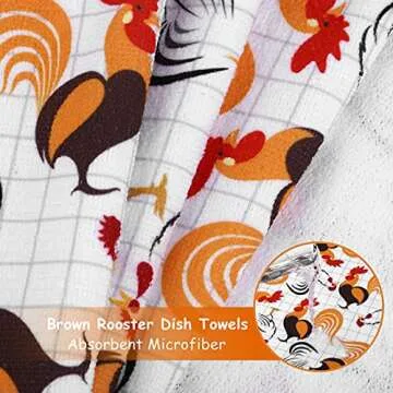 RUODON Rooster Kitchen Set - 5 Pack Towels, Mitts, & Potholders