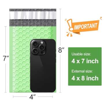 Famagic Bubble Mailers 4x8 Inch 50pc Mint Green Shipping Bags, 4X7 Packaging Bags For Small Business...