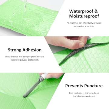 Famagic Bubble Mailers 4x8 Inch 50pc Mint Green Shipping Bags, 4X7 Packaging Bags For Small Business, Colored Padded Mailing Envelopes,Opaque Matte Self Seal Bubble Poly Mailers Bulk #000