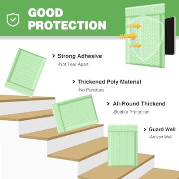 Famagic Bubble Mailers 4x8 Inch 50pc Mint Green Shipping Bags, 4X7 Packaging Bags For Small Business, Colored Padded Mailing Envelopes,Opaque Matte Self Seal Bubble Poly Mailers Bulk #000