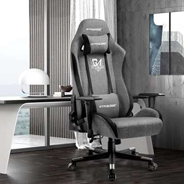 GTRACING Fabric Gaming Chair (Without Footrest, Orange)