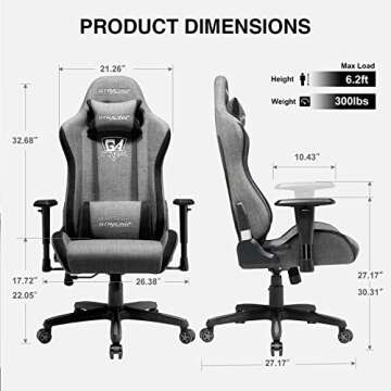 GTRACING Fabric Gaming Chair (Without Footrest, Orange)