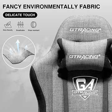 GTRACING Fabric Gaming Chair (Without Footrest, Orange)