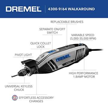 Dremel 4300 Versatile Rotary Tool Kit with 64 Accessories